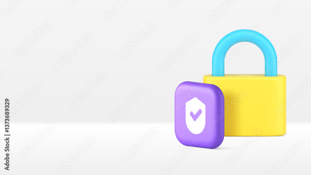 Poster lock safety security privacy identity checking login access authentication banner copy space vector 