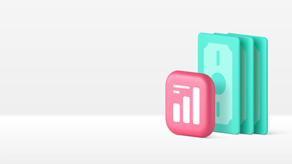 Cash money dollar budget balance accountancy financial analyzing banner copy space vector illustration. Banking currency finance statistic analysis investment economy earnings expenses management