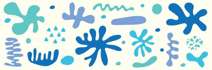 Collection of abstract organic shapes. Hand drawn elements. Vector illustration