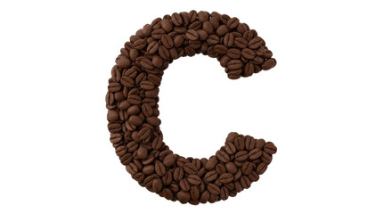 Isolated Letter C Made of Coffee Beans