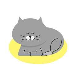眠っているグレーの猫のイラスト