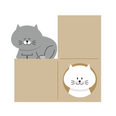 キャットタワーでくつろぐ猫のイラスト