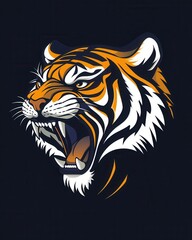 Obraz premium Fierce tiger head design featuring bold colors and dynamic expression in modern art style