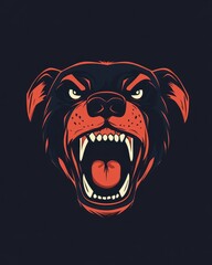 Fierce dog head design featuring bold colors and dynamic expression in modern art style