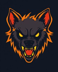 Fierce hyena head design featuring bold colors and dynamic expression in modern art style