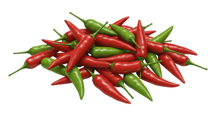 Isolated Pile of Red and Green Chili Peppers