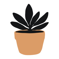 Potted succulent plant illustration silhouette minimalist vector