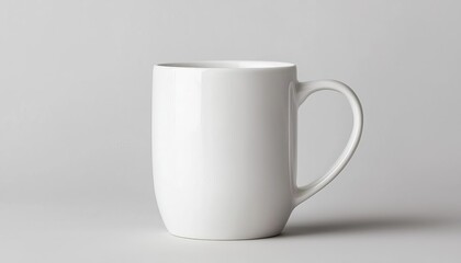 Obraz premium A simple white mug against a neutral background, perfect for branding and design.
