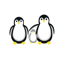 world penguin Day, badge, penguin family, penguin, sticker, penguin day symbol, flat vector illustration on white background