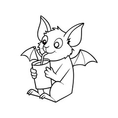 cat eating food cartoon coloring page 