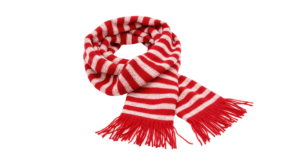 Isolated Red and White Striped Scarf
