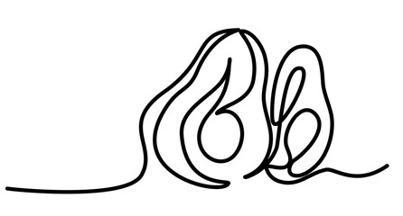 Obraz premium Black continuous line art abstract design on white background showcasing elegant and fluid shapes ideal for modern decor and design projects. Line art editable continuous concept.