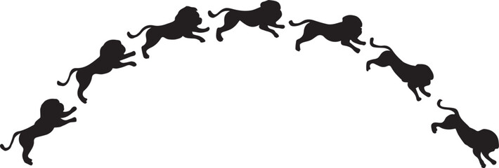 Silhouette vector illustration of a jumping lion