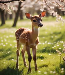 Portrait of roe deer standing on field,