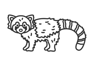 レッサーパンダ（線画）のイラスト