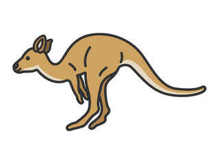 カンガルー（線画カラー）のイラスト