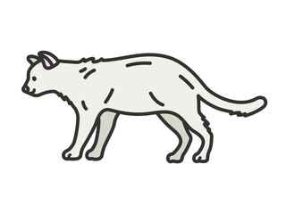 白猫（線画カラー）のイラスト