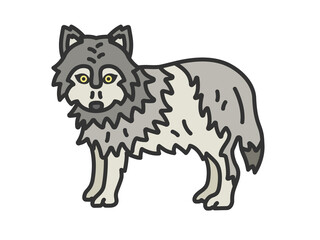 狼（線画カラー）のイラスト