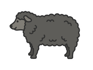 黒羊（線画カラー）のイラスト