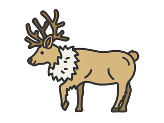 トナカイ（線画カラー）のイラスト