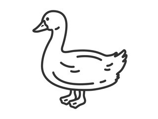 アヒル（線画）のイラスト