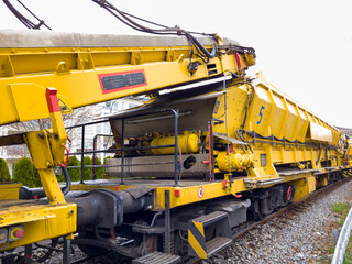 Gleisbauarbeiten an der Bahnstrecke, Fahrweg - Bettungsreinigung, Planumsverbesserung, Bad Wörishofen, Bayern, Deutschland, Europa