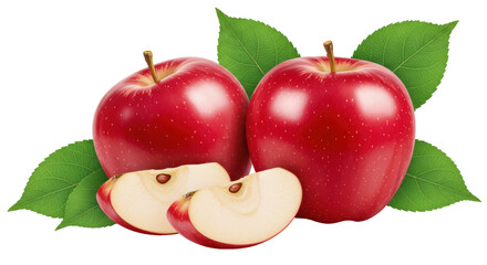 Isolated Red Apples with Slices