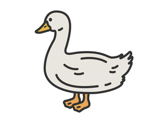 アヒル（線画カラー）のイラスト