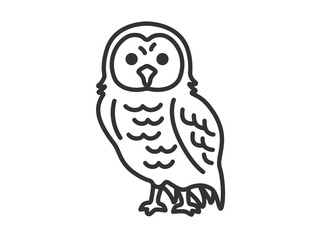 フクロウ（線画）のイラスト