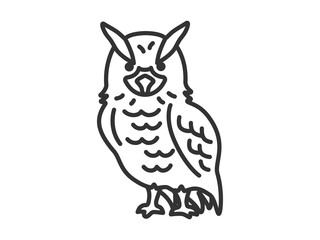 ミミズク（線画）のイラスト
