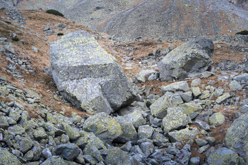 Rock rubble, crumbling stones, High Tatras
