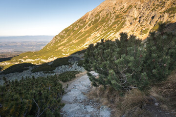 High mountain trail in the High Tatras, Pańszczyca Valley.