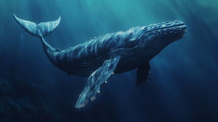 Fototapeta premium a blue whale underwater in the sea