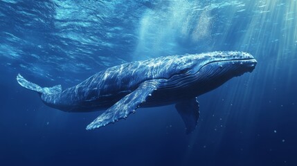 Obraz premium a blue whale underwater in the sea