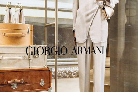 boutique of the Italian luxury brand Giorgio Armani  in Europe. Milan, Italy, March 26, 2025