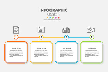 Timeline presentation infographic template square shape with concept business icon 4 option