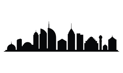 Obraz premium Dammam City Skyline Silhouette, Vector, Icon, Logo, White Background.