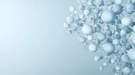 Abstract spheres floating in blue gradient background  