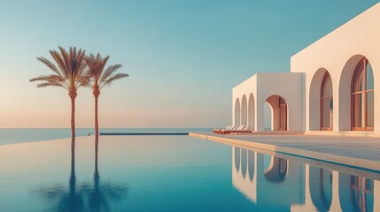 Modern mediterranean villa with infinity pool and sea view