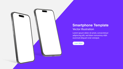 Realistic 3D Smartphone Mockup: Vector Template for UI, App Designs, and Banners | Perfect for Mobile Device Presentations.