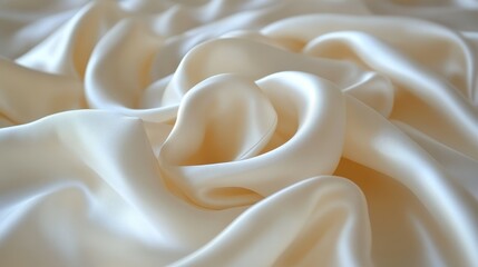 Obraz premium Smooth ivory silk fabric with luxurious flowing waves in soft light