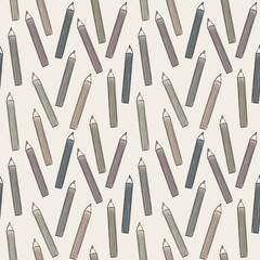 seamless school pattern with colored pencils