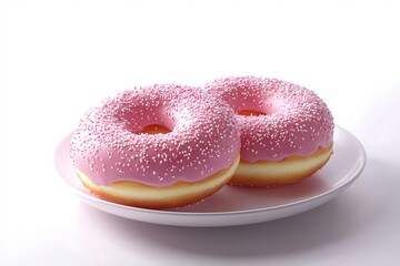 Strawberry donuts on a white background