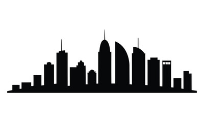 Obraz premium Tel Aviv City Skyline Silhouette, Vector, Icon, Logo, White Background.