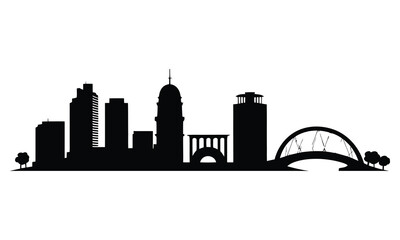 Naklejka premium Asuncion City Skyline Silhouette, Vector, Icon, Logo, White Background.