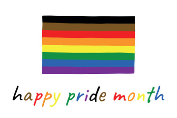 Obraz premium Colorful Gay pride flag Happy pride day LGBTQ community Pride Month Vector hand drawn doodle for posters, stickers, logo, cards
