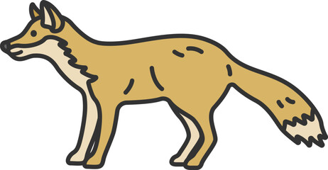 キツネ（線画カラー）のイラスト