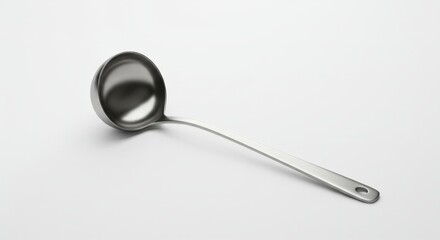 Stainless Steel Ladle on White Background