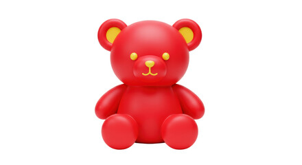 Isolated 3D Red Teddy Bear