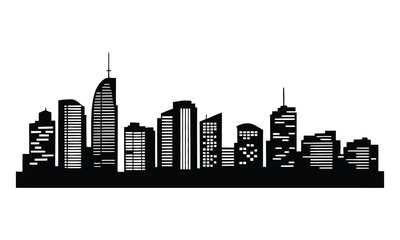 Fototapeta premium Santa Cruz City Skyline Silhouette, Vector, Icon, Logo, White Background.